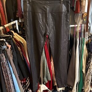 Santiny Black Faux Leather Leggings XL